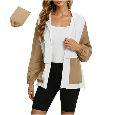 XFLWAM Women s Lightweight Rain Jacket with Hood Waterproof Raincoat for Women Packable Windbreaker Jacket for Outdoor Travel Beige S XFLWAM Women s Lightweight Rain Jacket with Hood Waterproof Raincoat for Women Packable Windbreaker Jacket for Outdoor Travel Beige S