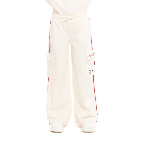 Wonder Nation Hello Kitty Girls Graphic Fleece Cargo Pants, Sizes 4-18