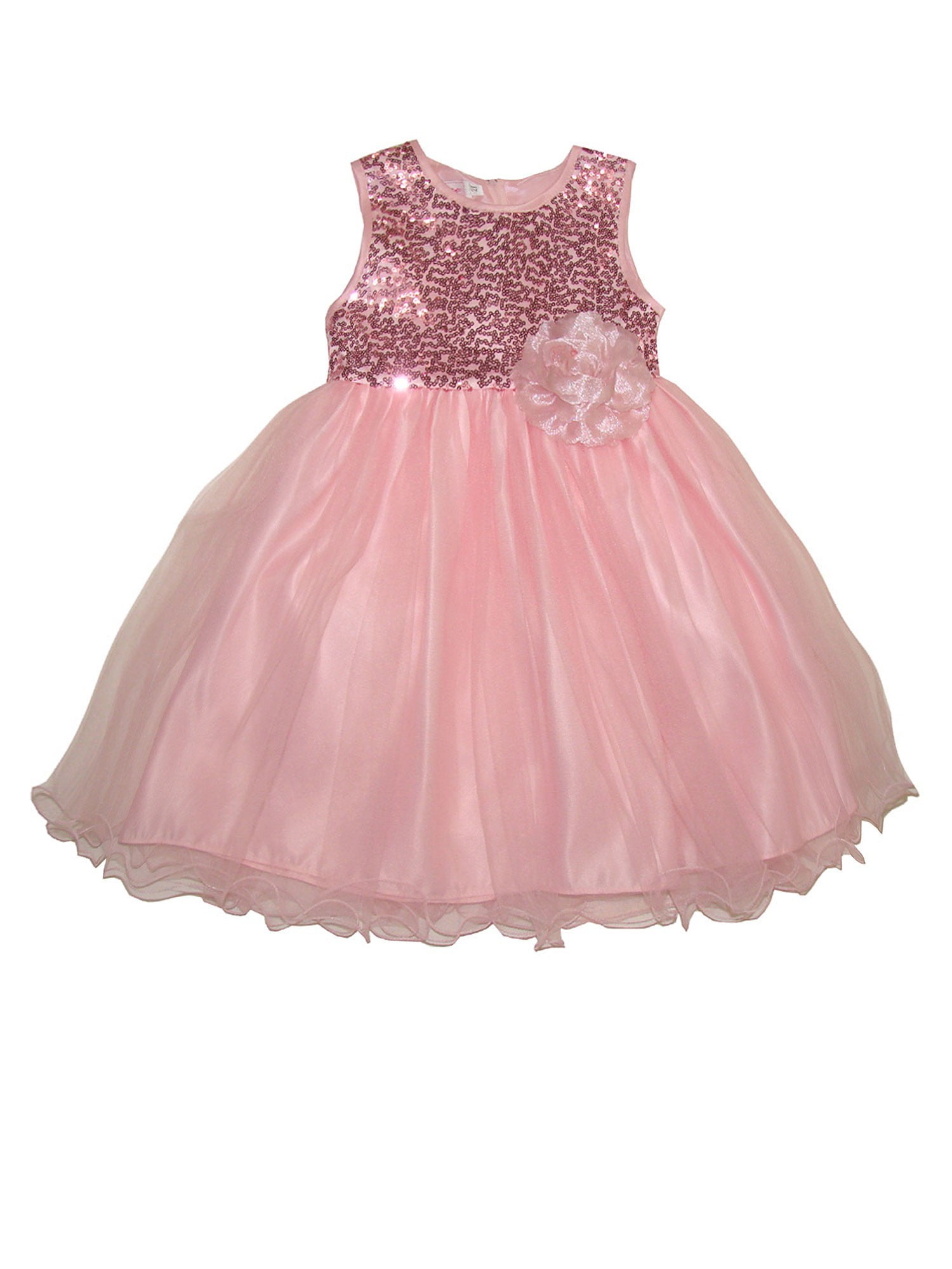 Little Girls Light Pink Sequined Top Flower Waist Tulle Flower Girl