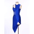 thumbnail image 3 of Nyeemya Robe de Danse Latine Valse Tango Samba pour Femmes, Ourlet Asymétrique en Maille Transparente, Bleu Royal L, 3 of 7