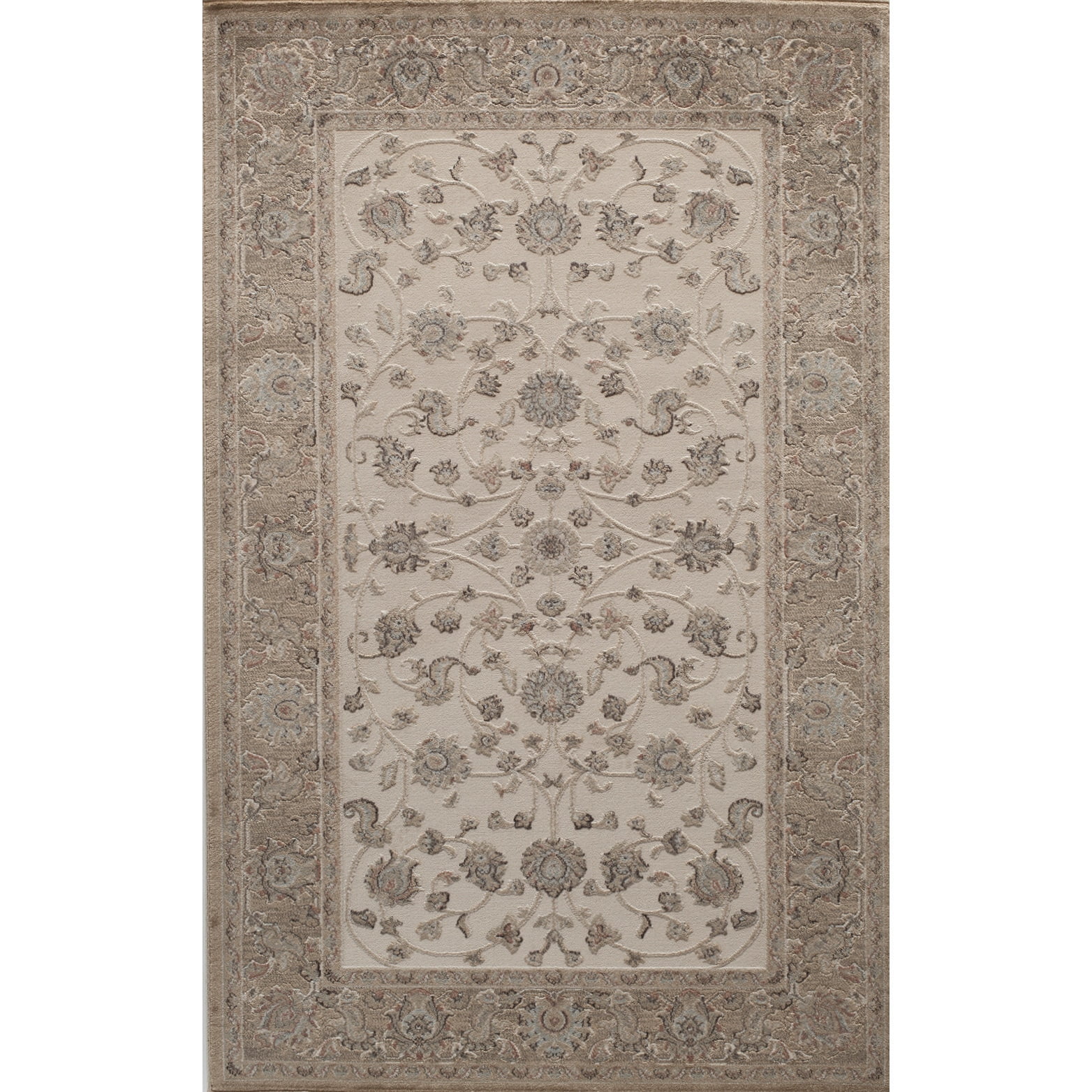 Rugs America Riley Collection Harper Floral Area Rug - 5' x 8' Ivory