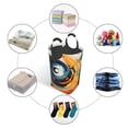 thumbnail image 2 of DouZhe 50L Rectangular Laundry Basket, Red Blue Spiral Football Prints Waterproof Foldable Laundry Hamper with Aluminum Handles, 2 of 6