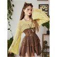 thumbnail image 4 of Women’s Cropped Knit Shrug Top Lightweight Bell Sleeve Summer Cover-Up, Soft Breathable Cropped Cardigan Shrug for Casual & Beach, Cropped Shrug Women, 4 of 11