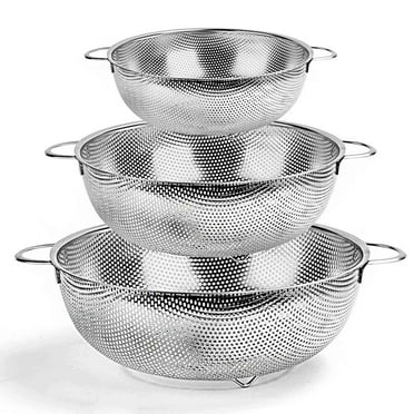 VeSteel Colander Set of 3, Stainless Steel Micro-Perforated Colanders ...