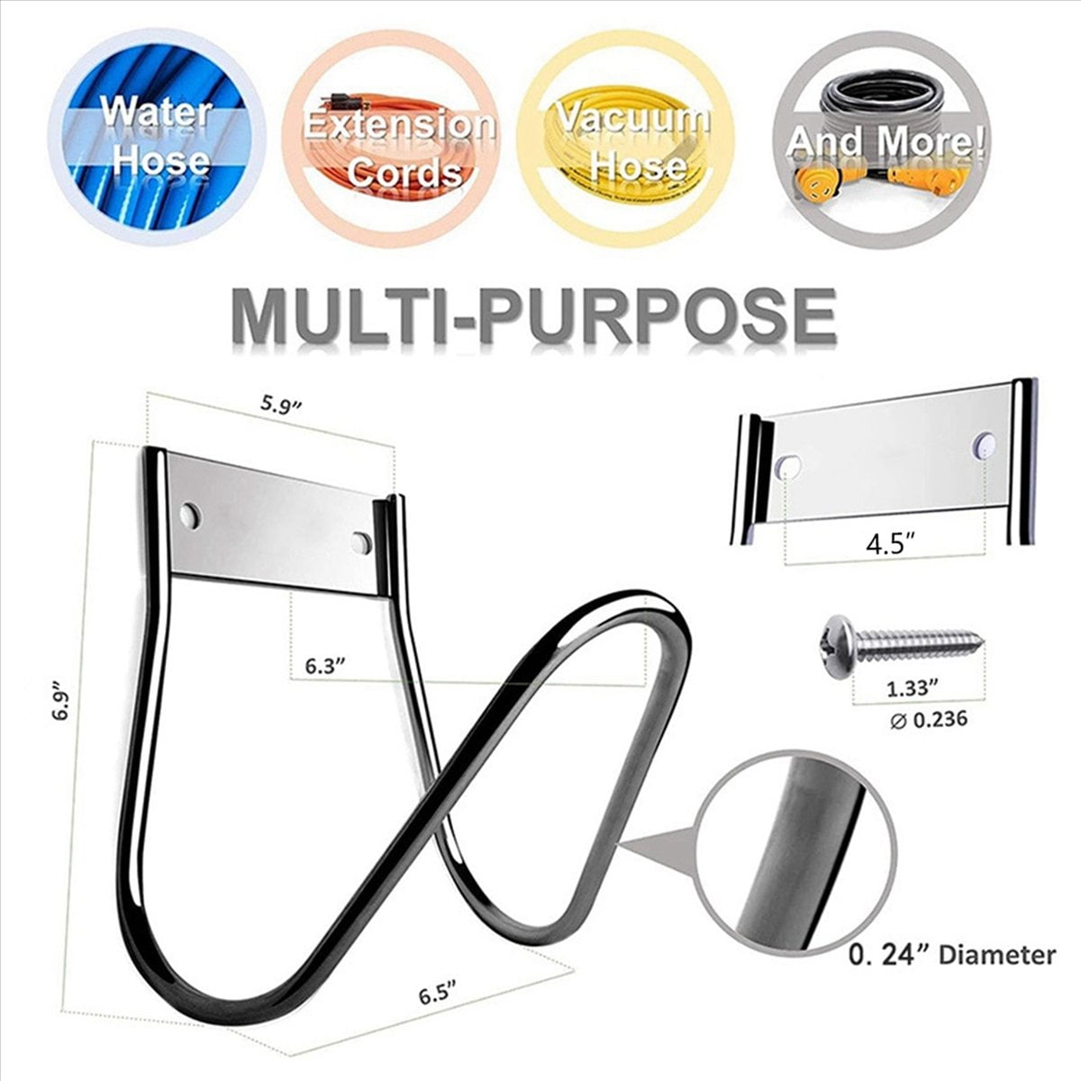2X Garden Hose Hanger,Heavy Duty Garden Hose Hanger Wall Mount for Water Hose, Extension Cords, Air Compressor Hose
