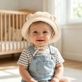 thumbnail image 5 of PureCasa Baby Summer Sun Hat for 0-3 Years Infant Boys Girls Comfortable Breathable Outdoor Hat Toddler Cotton Bucket Hats with Straps, 5 of 7