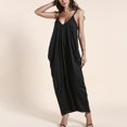 thumbnail image 4 of Bigersell Women Dresses Women's Fashion Knot Strap Shirred Back Solid Boho Sleeveless Slip Dress Big & Tall Mini Dress Style 19400, Female Mid-Length Dresses Black XXL, 4 of 9