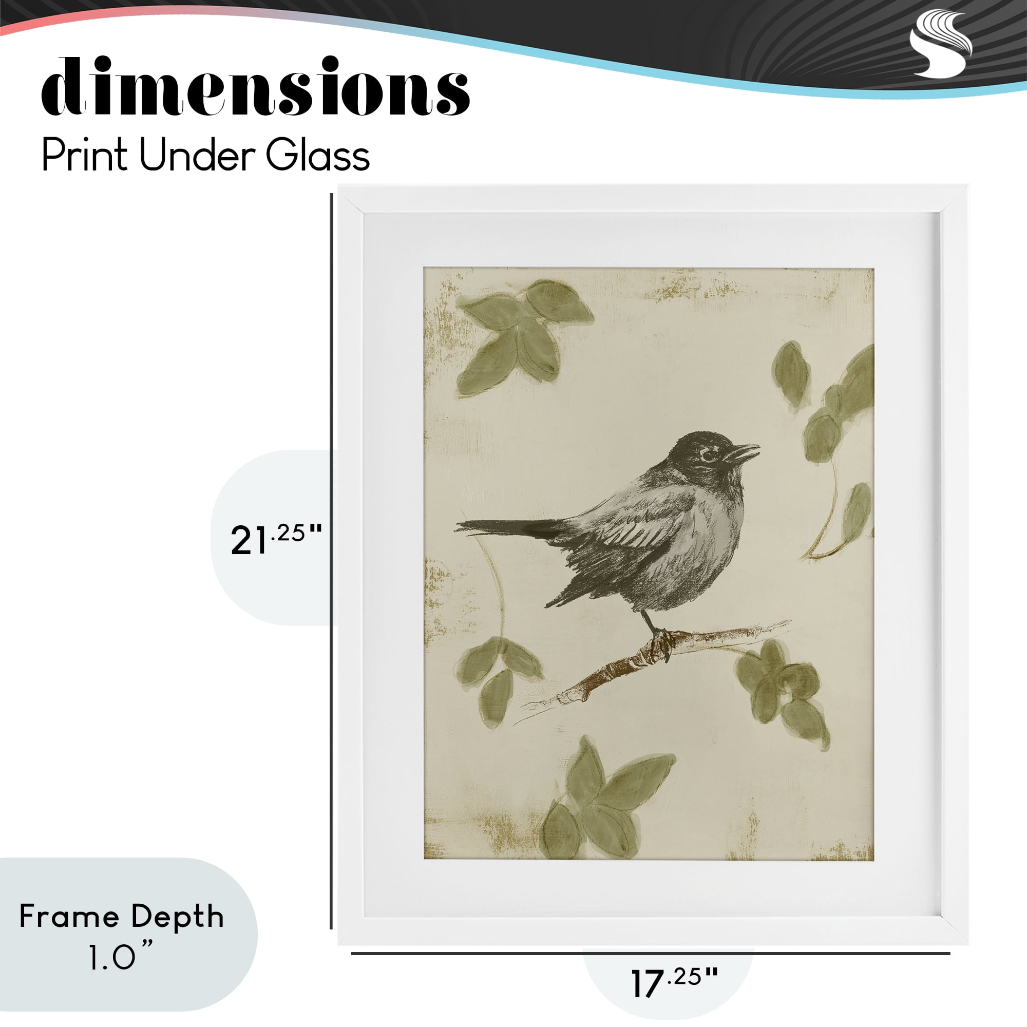 Stupell Industries Bird Scene over Neutral White Framed Print Under Glass, design by Lanie Loreth