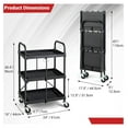 thumbnail image 6 of Folding Service Cart with Wheels, Heavy Duty Metal 3 Tier Foldable Utility Cart w/Universal Wheel & Compartments, Collapsible Tool Push Cart for Home Garage Office, 6 of 8