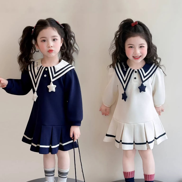 preppy long sleeve dresses Women's Preppy Dresses- Blue and White Rick Rack Dress- Aureum Dress Medium