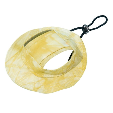 Koiauber Tie-dye Dog Bucket Hats with Ear Holes Adjustable Round Brim Outdoor Sun Protection Cap