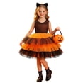 thumbnail image 4 of Auroural Girls Tulle Dresses Girls Halloween Layered Dress Black Orange Striped Sleeveless Witch Party Dress, 4 of 9