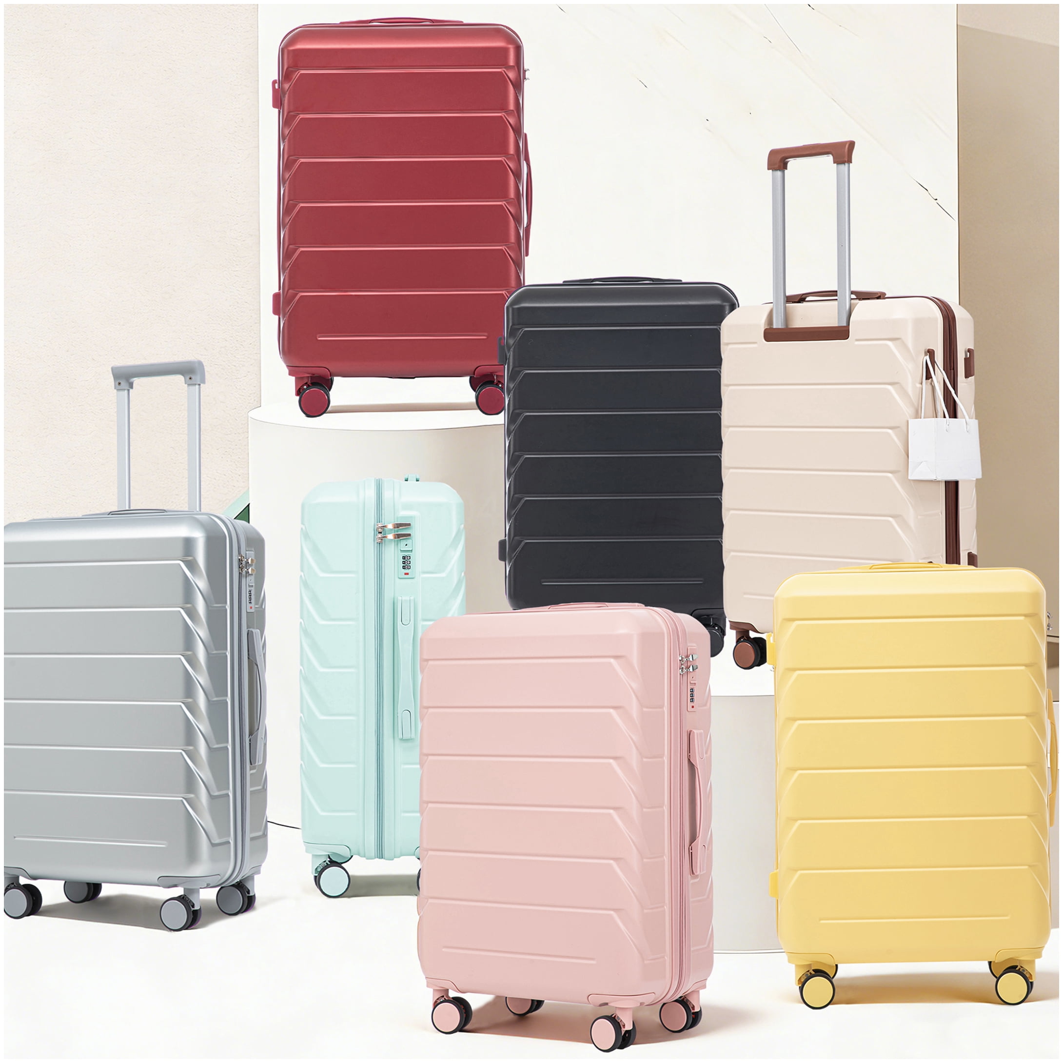 MANGIJOY Silver ABS Hardside Spinner Luggage, 28 Inch Large Checked Bag with TSA Lock &; Retractable Handle