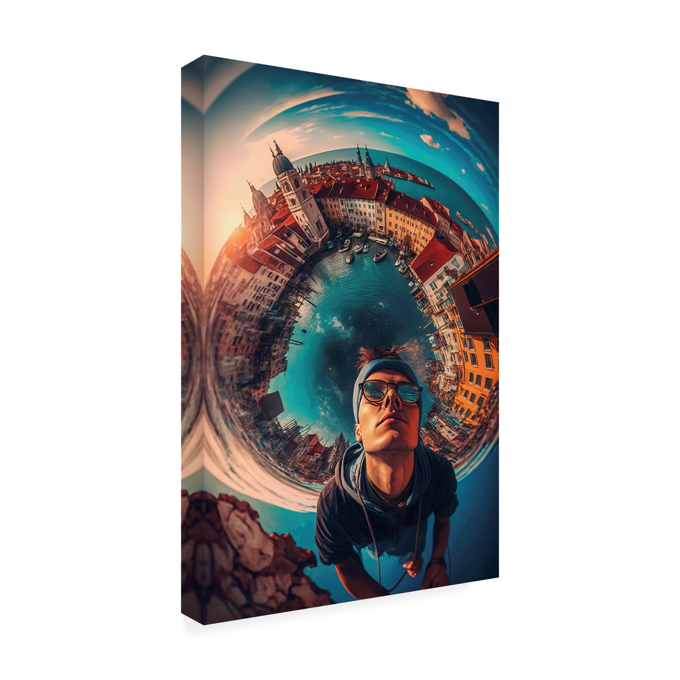 Canvas Wall Art - Ray Heere 'Surrealistic Selfies 8' Wall Art for Living Room, Bedroom, or Office Décor by Trademark Fine Art - 12 x 19 Inches