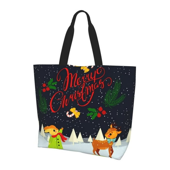 Yiaed Merry Christmas Elk Print Handbag for Women Tote Purse Shoulder Bag Large Fashion Hobo Purse Handbag Shopping Tote