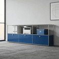 thumbnail image 3 of Cottinch 2-Tier Accent Cabinet,Metal Storage Cabinets with 3 Doors,Open Shelf,Freestanding Organizer for Living Room,Blue, 3 of 9