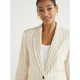 thumbnail image 4 of Scoop Women's and Women's Plus One Button Linen Blend Blazer, Sizes XS-4X, 4 of 5