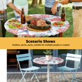 thumbnail image 6 of Elastic Fitted Round Tablecloth, Blue Red Coastal Waterproof Stretch Table Cover for 45"-54" Tables, Sea Turtle Nautical Coral Summer Beach Washable Outdoor Tablecloths for Patio, Picnic, Camping, 6 of 9