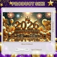 thumbnail image 2 of Golden Theme Happy New Year Banner Crown Decoration 2026 New Year Display Balloon Design Firework Pattern New Year Backdrop for New Year Party 2026 Celebration New Year Eve, 2 of 9