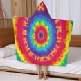 thumbnail image 5 of Rainbow Tie Dye Mandala Pattern Hooded Bath Towel，50"x30" for Ages 3 To 12 Kids, Quick Dry Lightweight Soft Microfiber Hood Beach Towel Cover Up for Kids, 5 of 7