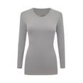 thumbnail image 1 of WOMENS LONG SLEEVE V-NECK T SHIRT WITH SUPER-SOFT STRETCH FABRIC, 1 of 3