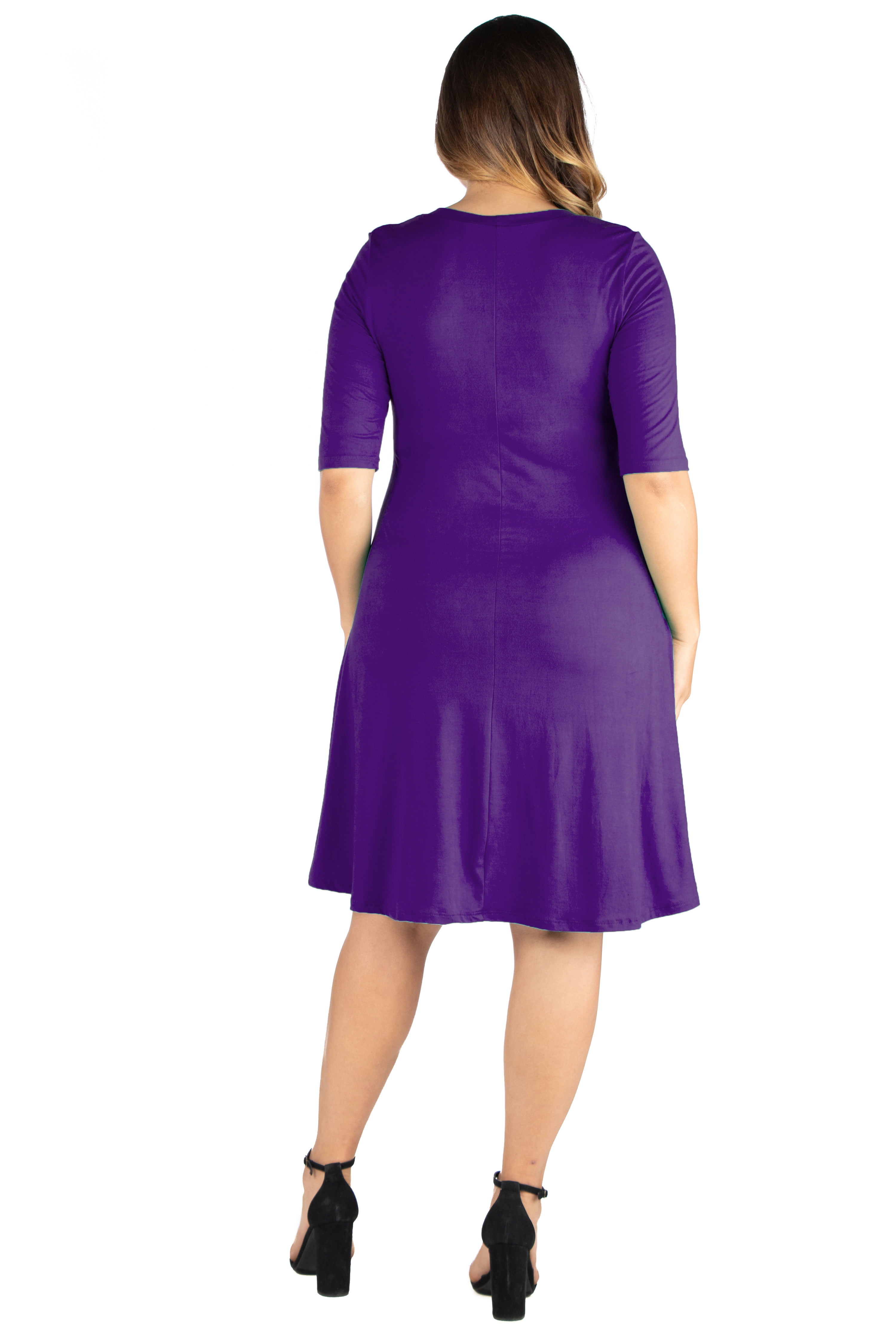 24/7 Comfort Appare Elbow Sleeve Knee Length Dress