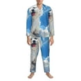 thumbnail image 3 of Fotbe Cute Cloud Bichon Frise Pijama de Hombre con Estampado de Manga Larga, Conjunto de 2 Piezas, Ropa de Dormir Suave y Cómoda con Bolsillos-Large, 3 of 7