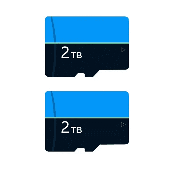 2PC New Memory Card 2TBX2 Universal Memory Micro SD Card, Suitable For Most Mobile Phones, Cameras, And Other Devices,Bluewith Adapter