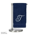 thumbnail image 3 of Monogrammed Bath Towel, Personalized Gift, 27 x 54 inches - Set of 2 - Silver Script Embroidered Towel - 100% Turkish Cotton- Soft Terry Finish - for Bathroom or Spa - Script T Navy, 3 of 3