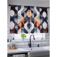 thumbnail image 3 of Sheer Curtains 54 Inches Long, Navy Blue Burnt Orange Light Filtering Window Curtains for Living Room/Bedroom, Geometric Retro Abstract Rod Pocket Voile Sheer Curtain Drapes, 52"W x 54"L, 2 Panels, 3 of 8