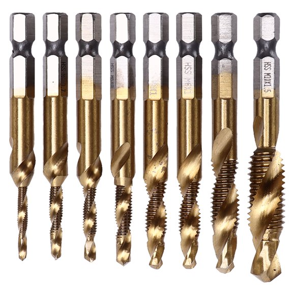 Taps Drill Bit, High Speed Steel  Chip Removal Multiple Size Standard Thread Spiral Flute Tap  For Tapping Drilling Chamfering