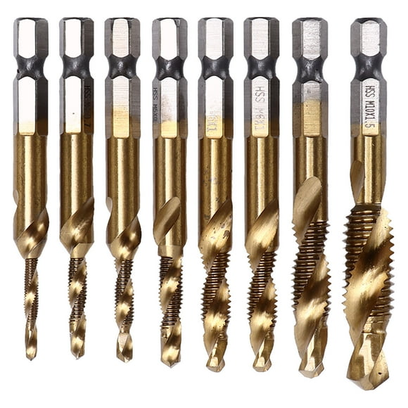 Taps Drill Bit, High Speed Steel Chip Removal Multiple Size Standard Thread Spiral Flute Tap For Tapping Drilling Chamfering