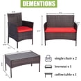 thumbnail image 3 of ECOLINEAR 4 Pieces Patio Furniture Set, Outdoor Conversation Sets, Wicker Rattan Chairs for Garden Backyard Balcony Porch Poolside, Patio Bistro Set with Glass Table and Soft Cushions (Red), 3 of 7