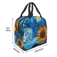 thumbnail image 3 of Easygdp Starry Night Sunflower Field Bolsa Térmica Premium - Tela Oxford Impermeable, Gran Capacidad, Bolsillo Frontal, Unisex para Trabajo, Escuela, Actividades al Aire Libre y Picnics, 3 of 8