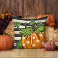 thumbnail image 4 of Thanksgiving Fall Pumpkin Maple Leaf Decorative Throw Pillow Covers 16 x 16 Set of 4, Autumn Harvest Buffalo Plaid Check Stripes Cushion Case Decor, Farmhouse Orange Home Sofa Couch Decoration, 4 of 5