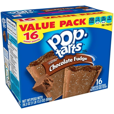 (2 pack) Kellogg's Pop-Tarts Breakfast Toaster Pastries, Frosted Chocolate Fudge, Value Pack, 29.3 oz 16