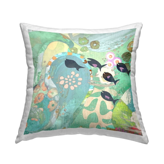 Stupell Industries Swimming Abstract Fish Sea Life Printed Throw Pillow Design by Evelia Designs