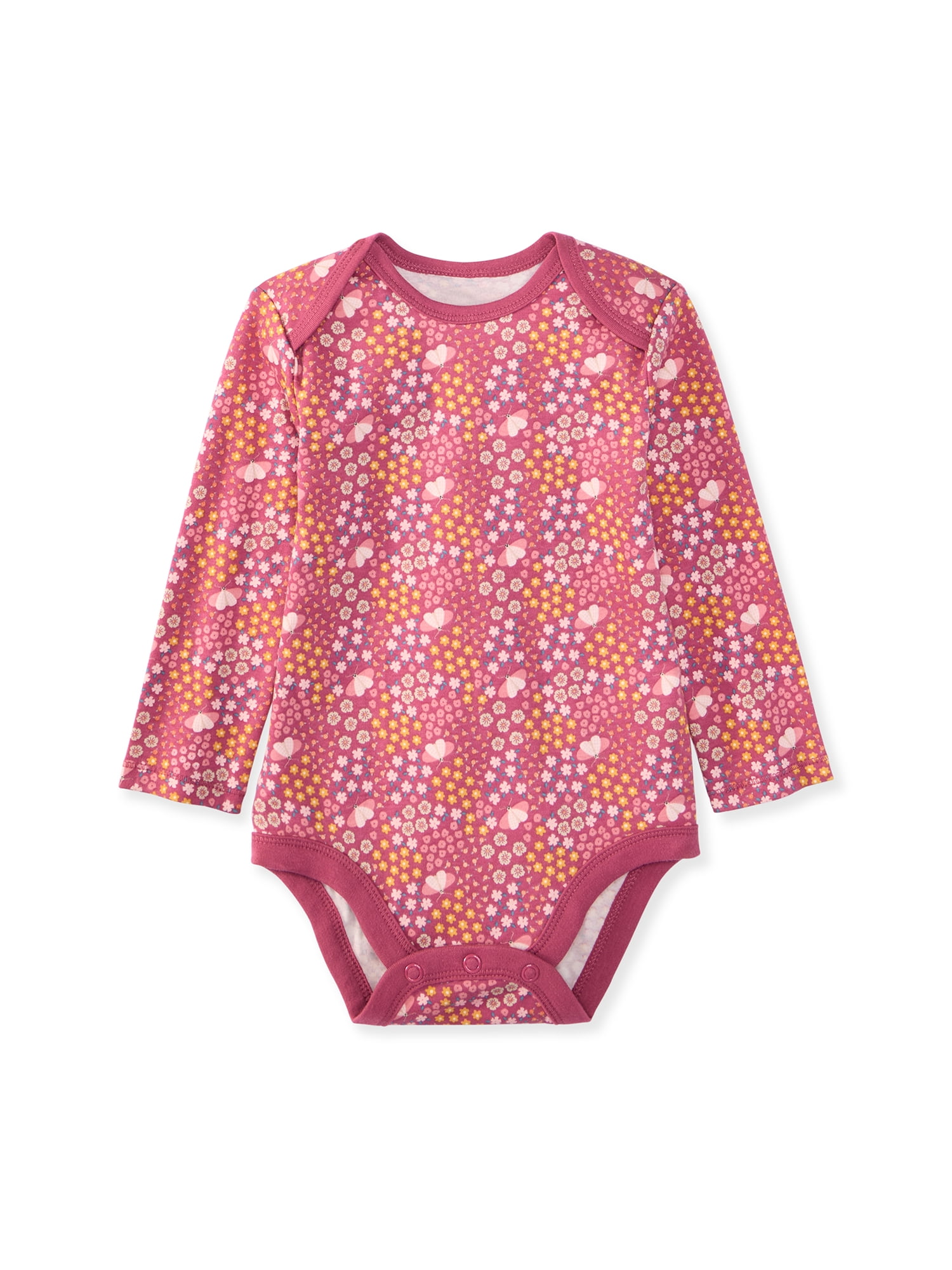 Garanimals Newborn & Baby 100% Cotton Long Sleeve Bodysuits, Sizes 0–24M, 4-Pack