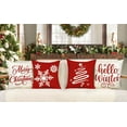 thumbnail image 2 of Red Christmas Pillow Covers 18x18 Set of 4 Farmhouse Xmas Decorations Snowflake Hello Winter Holiday Decor Throw Cushion Case for Home Couch S24C17, 2 of 6
