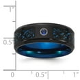 thumbnail image 5 of Auriga Fine Jewelry Stainless Steel Black and Blue IP-plated with CZ Carbon Fiber Inlay in Clear Epoxy 8mm Band Size 9.5, 5 of 7