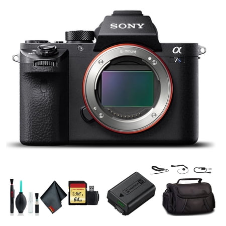 Sony Alpha a7S II Full-Frame Mirrorless Video Camera (ILCE7SM2/B) Low-Light Bundle with Soft Bag Extra Battery 64GB Card Charger and Cleaning Kit (International Model)