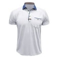 thumbnail image 4 of pstuiky camisetas de hombre, Camisa tipo blusa de manga corta con cuello vuelto y botones de color para hombre camisetas de hombre xl, 4 of 8