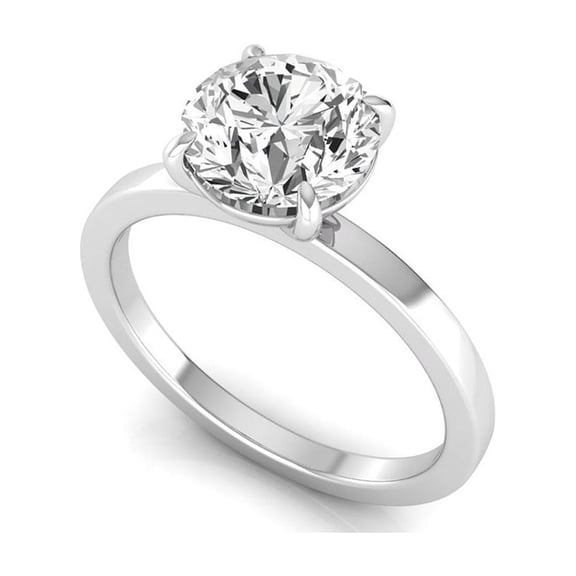 SHANTI JEWEL 2 Carat Round Lab Grown Diamond Solitaire Engagement Ring, 14K White Gold, IGI Certified D VVS2, 7 US