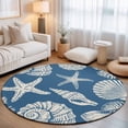 thumbnail image 2 of Round Area Rugs 6Ft, Lake Blue Starfish Coastal Non-Slip Washable Circle Rugs Carpet, Shell Summer Beach Nautical Indoor Outdoor Rug Floor Mats Throw Runner for Bedroom Living Room Bathroom, 2 of 8