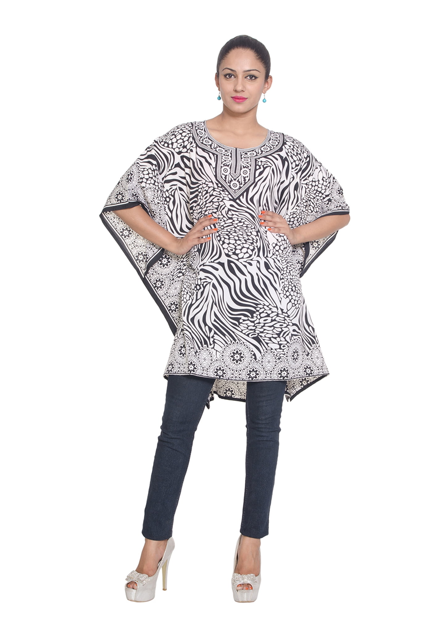 black and white kaftan dress