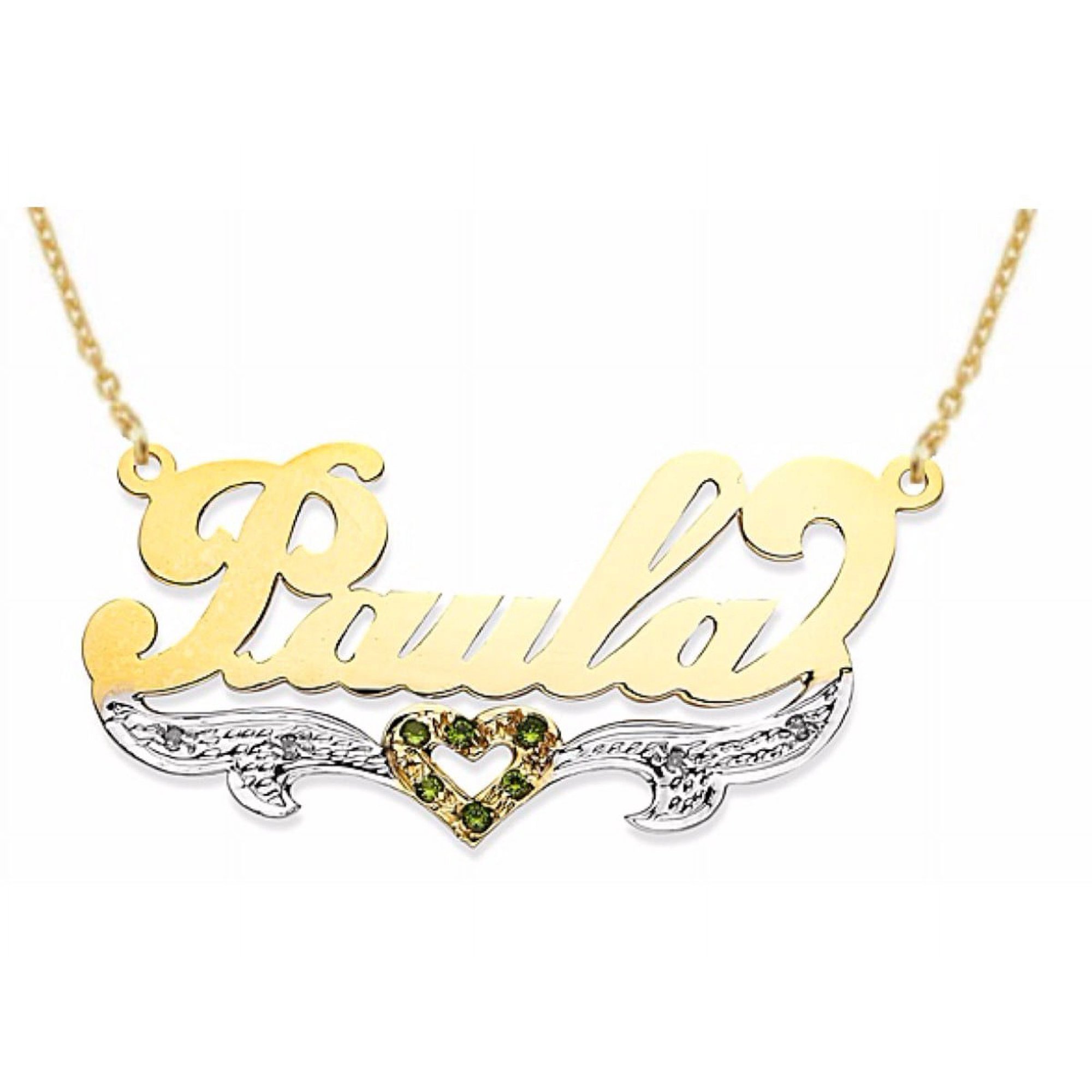 Personalized Diamond & Colorstone High Polish Nameplate Pendant Necklace 14K 14K White or 14K Yellow Gold. Special Order, Made to Order. PNK033Y