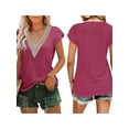 thumbnail image 4 of Franhais Women's Summer Blouse, Casual Classic Short Sleeve Lace V Neck Solid Color Loose Fit Tops, 4 of 5