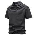 thumbnail image 2 of VSSSJ Men's Turtle Neck Shirts Casual Short Sleeve Mock Turtleneck T Shirts Basic Solid Slim Fit Workout Undershirt Tops Dark Gray L, 2 of 4