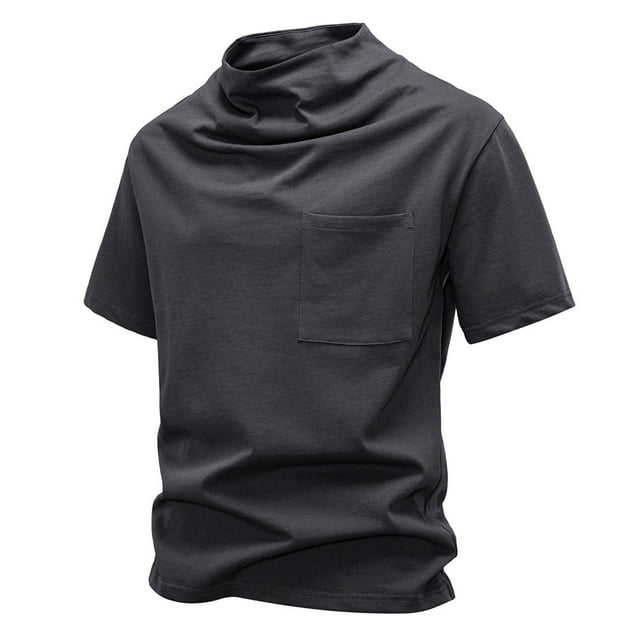 pstuiky Camisa de manga corta para hombre, Blusa básica de manga corta con cuello redondo y mangas cortas para hombre ropa de hombre l