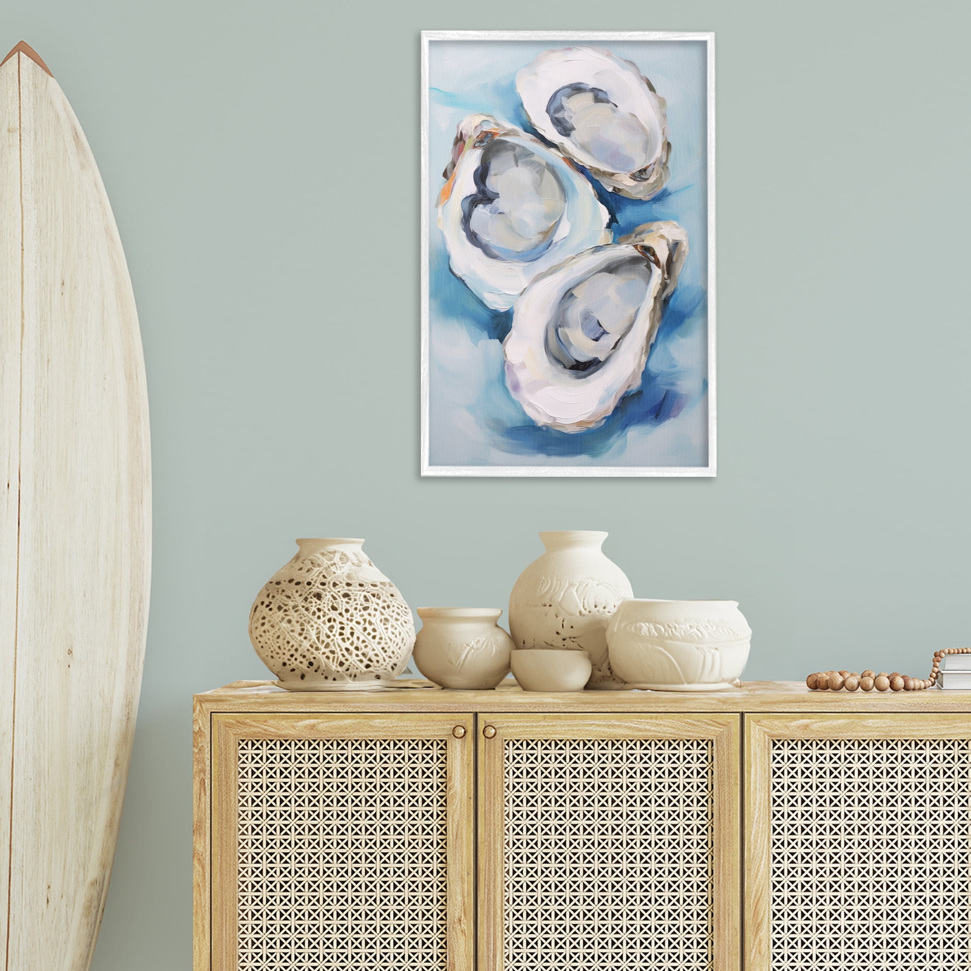 Stupell Industries Oyster Shell Trio Animals & Insects Painting White Framed Art Print Wall Art, 20 x 30